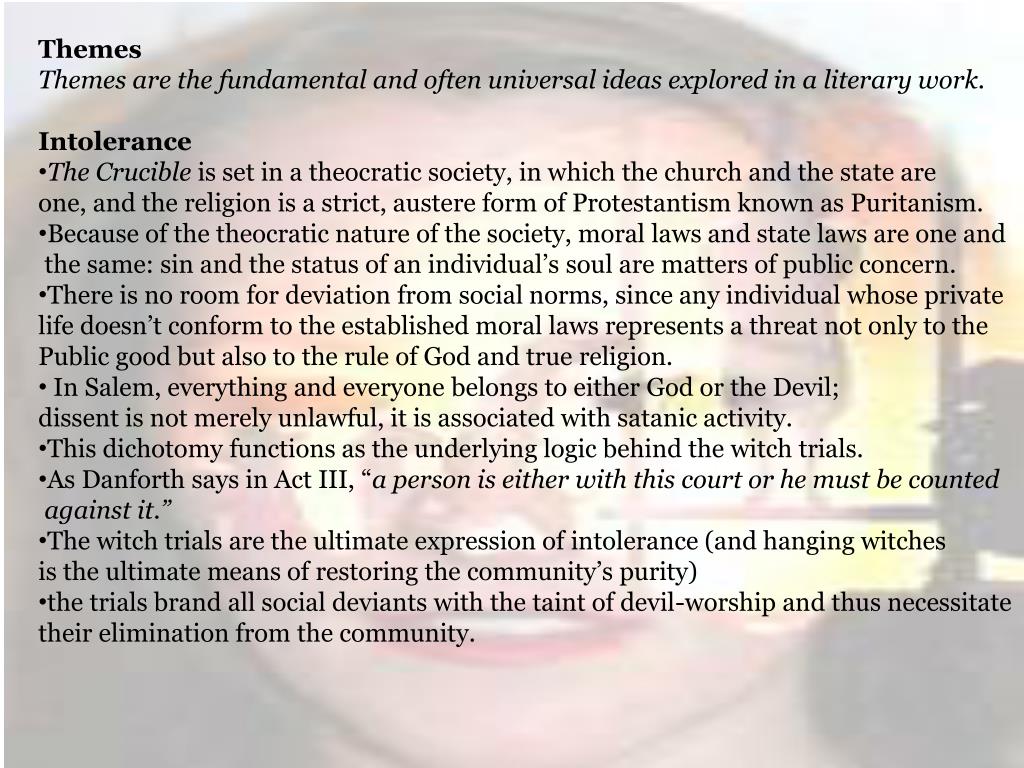 PPT Themes, Motifs & Symbols in THE CRUCIBLE PowerPoint Presentation