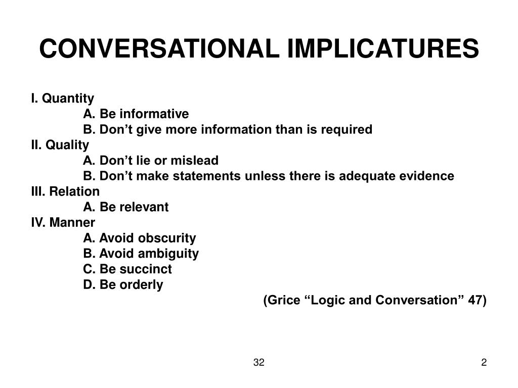 PPT CONVERSATIONAL IMPLICATURES PowerPoint Presentation, free