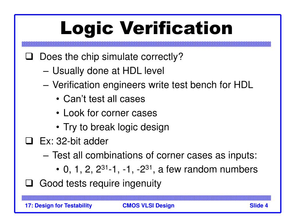 PPT EE466 VLSI Design Lecture 17 Design for Testability PowerPoint