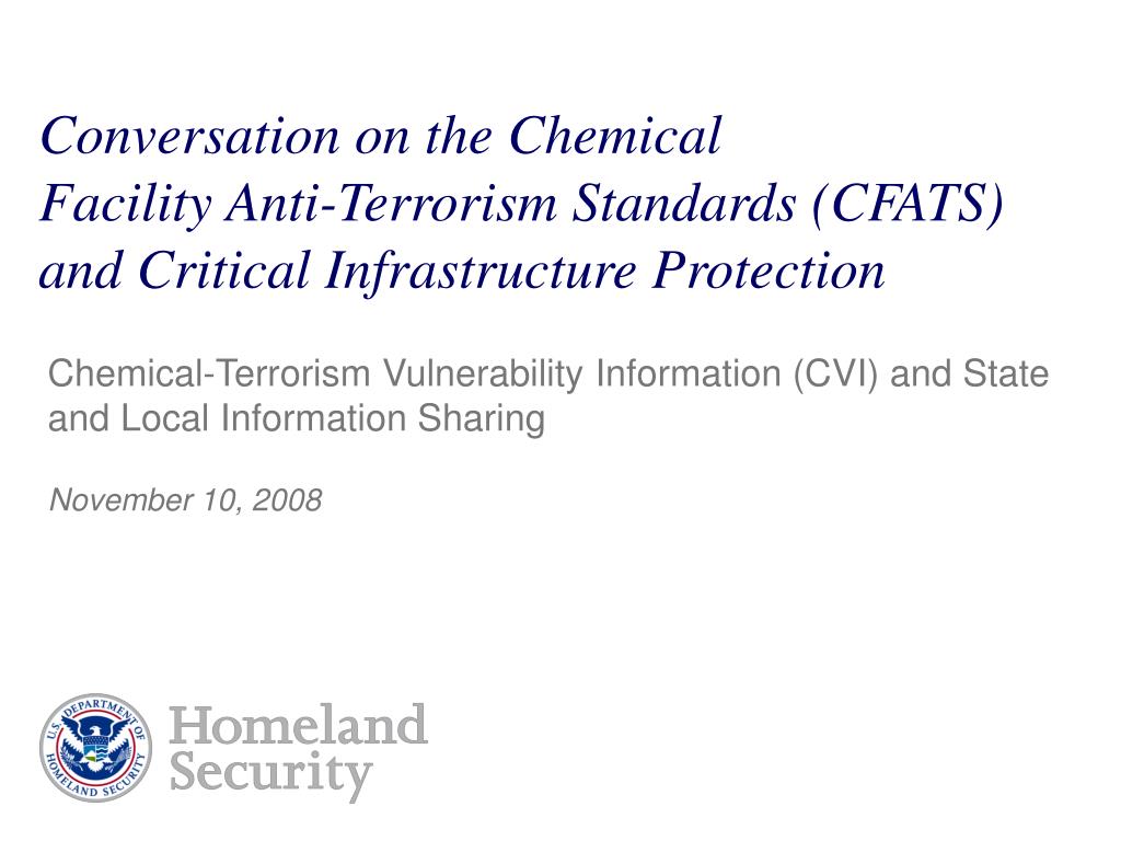 PPT Conversation on the Chemical Facility AntiTerrorism Standards