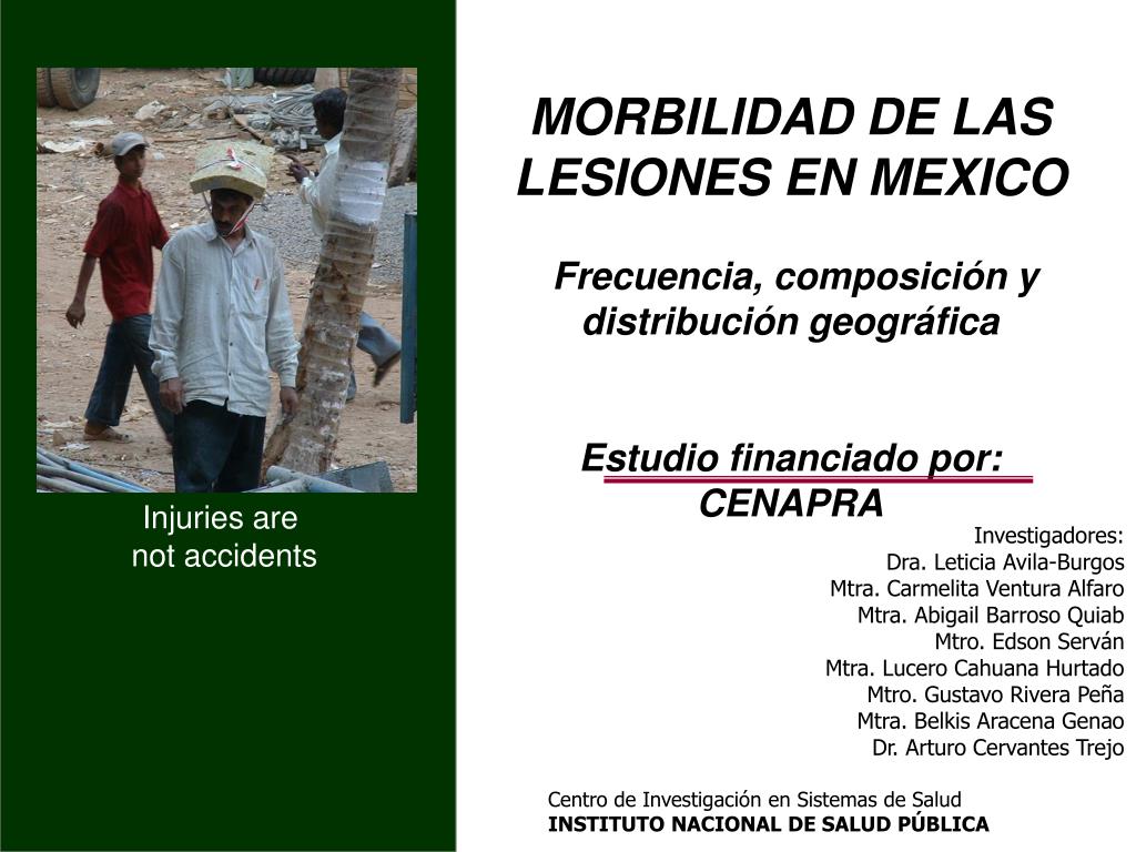 PPT MORBILIDAD DE LAS LESIONES en MEXICO Frecuencia, composición y