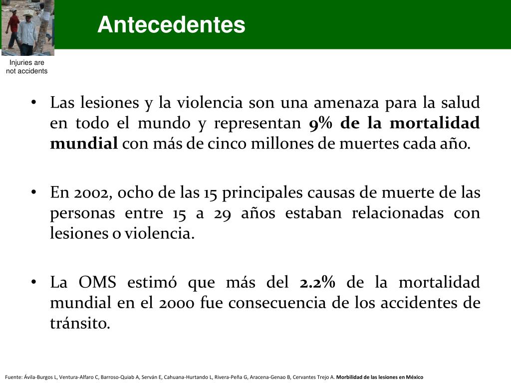 PPT MORBILIDAD DE LAS LESIONES en MEXICO Frecuencia, composición y
