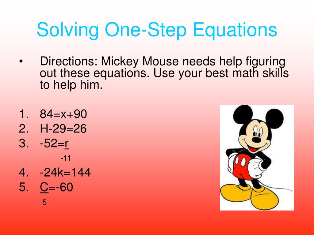 PPT Disney Math Workbook…How To Solve Equations PowerPoint