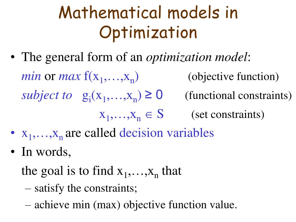 PPT Math443/543 Mathematical Modeling and Optimization PowerPoint