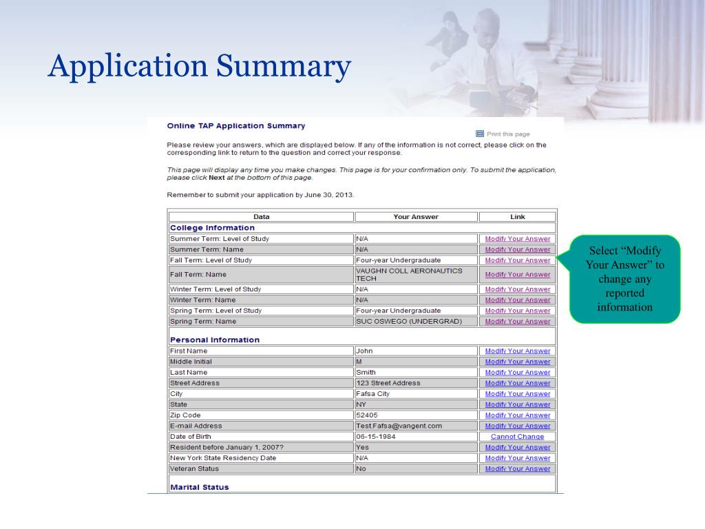 PPT New York State Tuition Assistance Program (TAP) Application