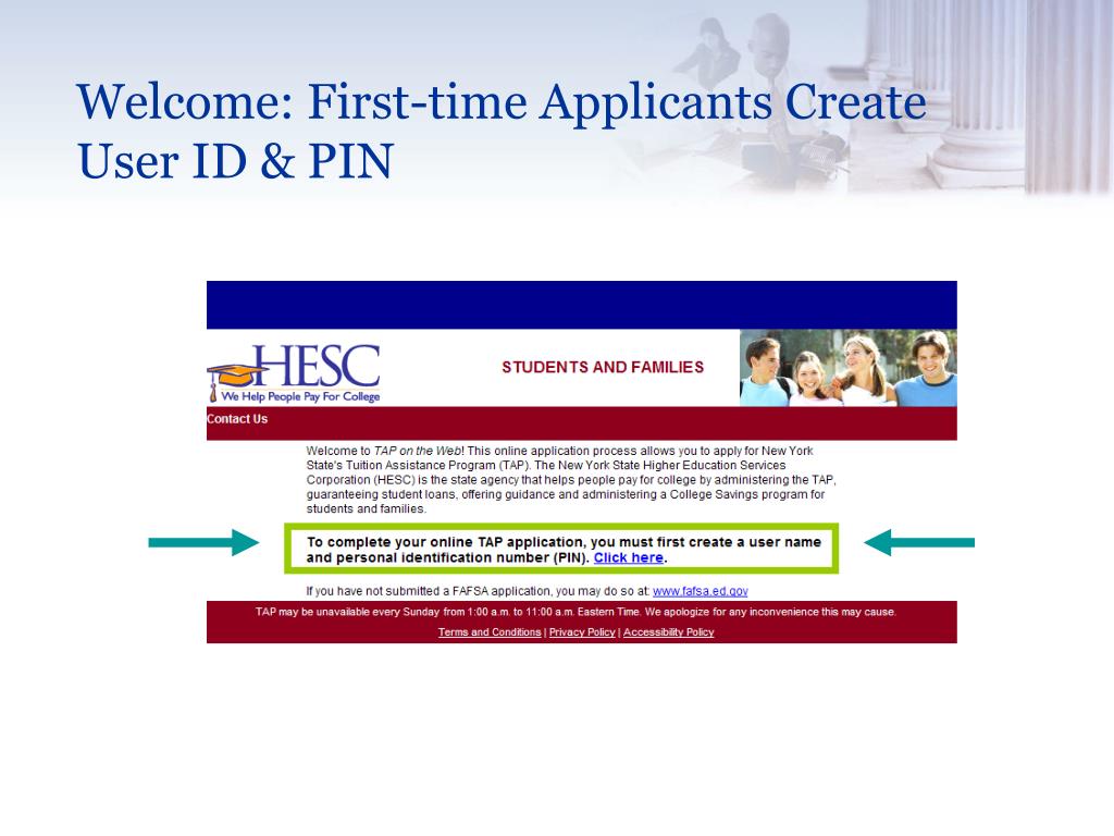 PPT New York State Tuition Assistance Program (TAP) Application