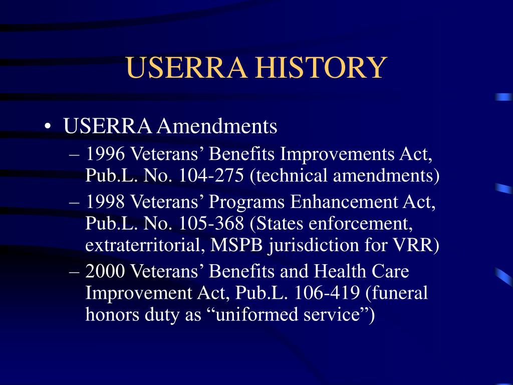 PPT USERRA OVERVIEW 38 USC 43014333 PowerPoint Presentation ID148746