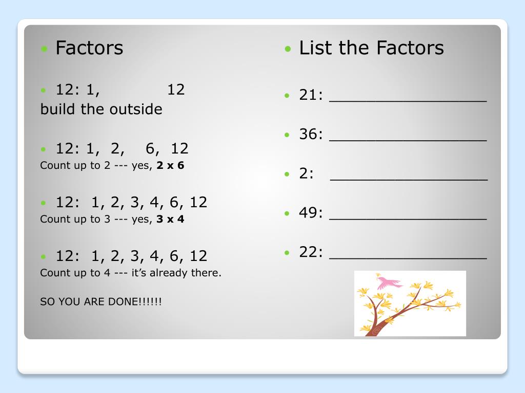 PPT How to Build a Factor Tree PowerPoint Presentation, free download