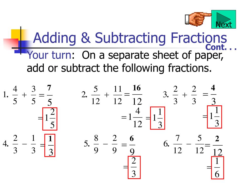 PPT Fractions Addition & Subtraction PowerPoint Presentation, free