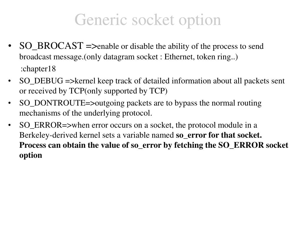 PPT Chapter 7 Socket Option PowerPoint Presentation, free download