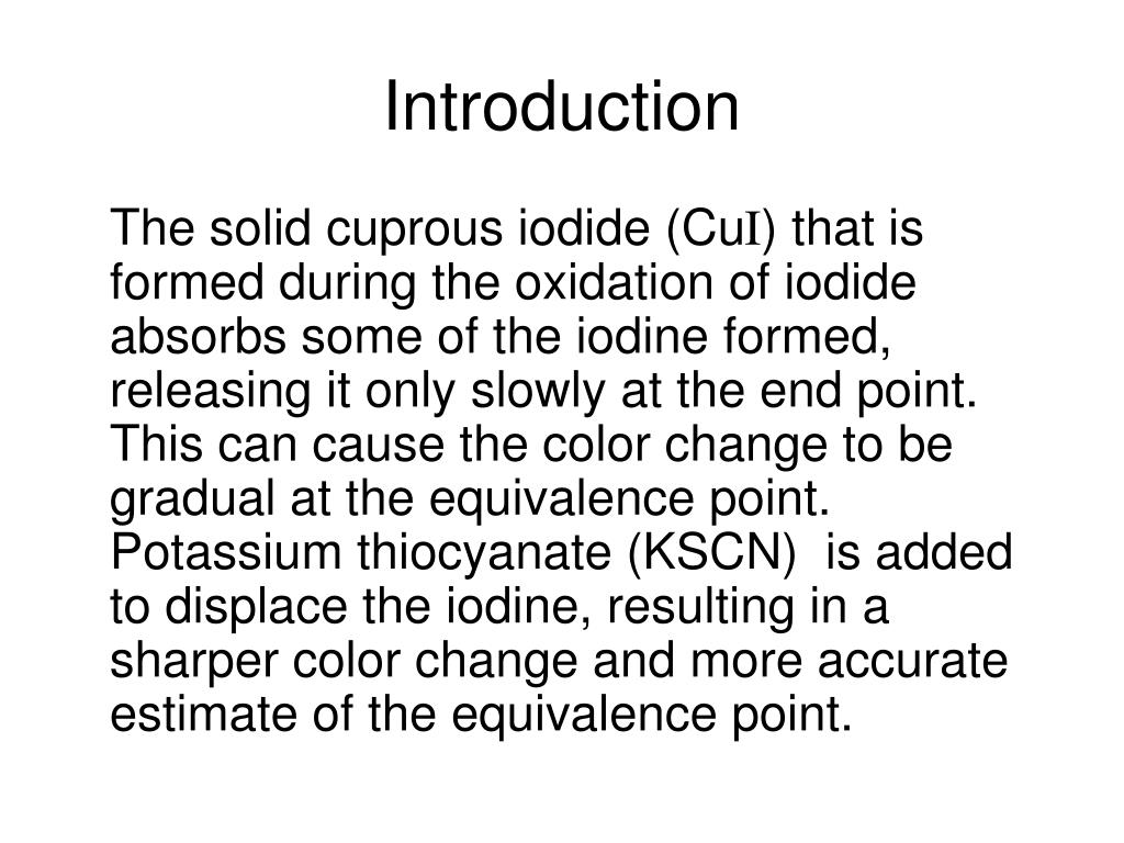 PPT Chem 3024 Fall 2003 Iodometric Determination of Copper PowerPoint