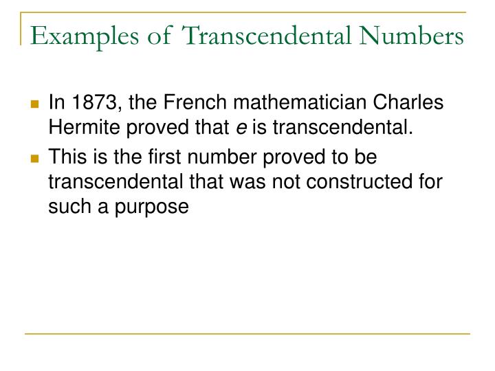 PPT Algebraic and Transcendental Numbers PowerPoint Presentation ID