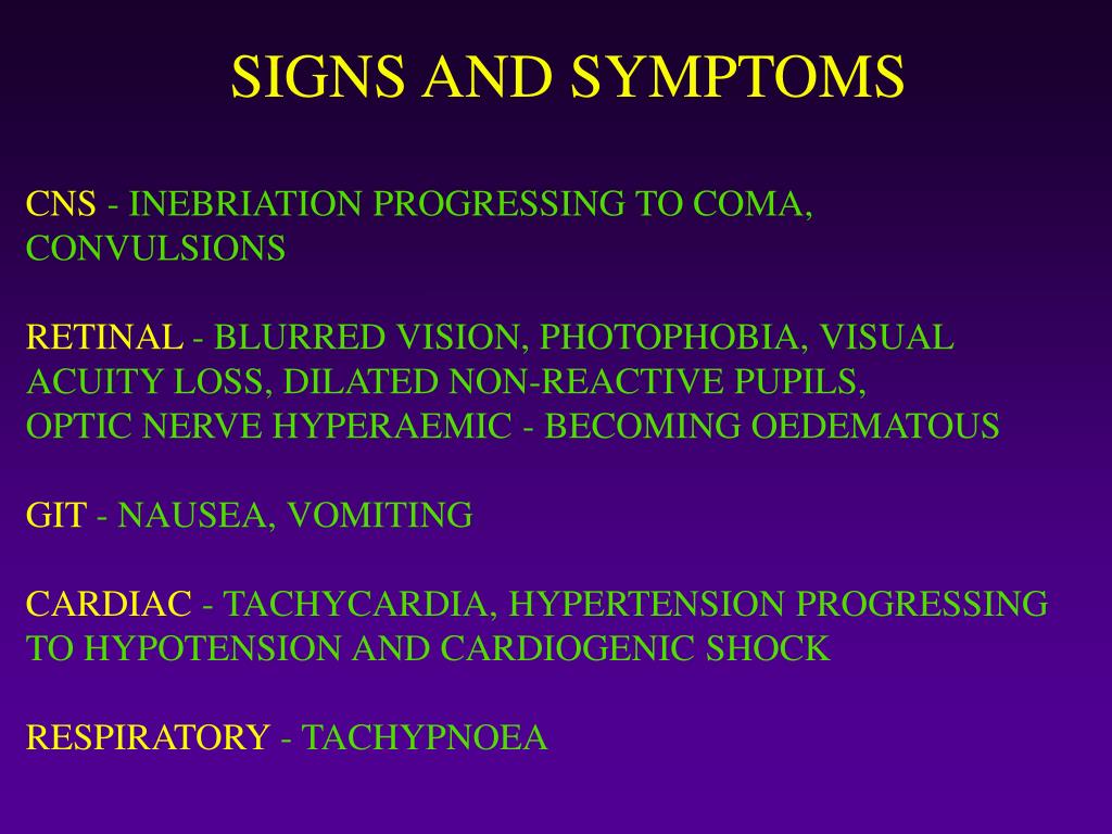 PPT METHANOL POISONING Management with Ethanol PowerPoint