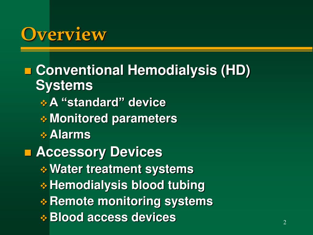 PPT Overview of Conventional Hemodialysis Delivery Devices PowerPoint