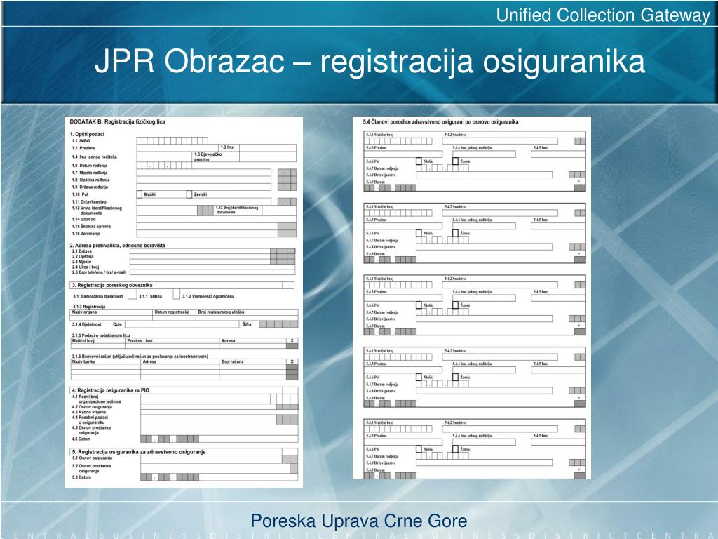 Uprava prihoda i carina Crne Gore Taxis portal