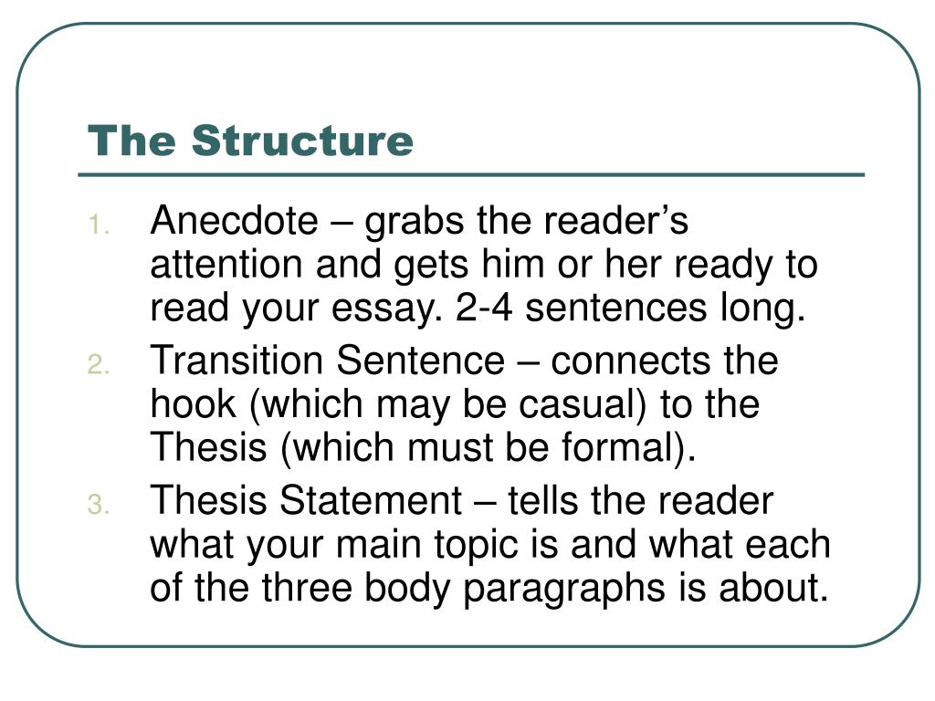 PPT Using an Anecdote in an Introductory Paragraph PowerPoint