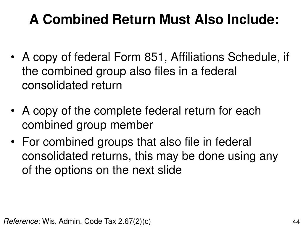 PPT Filing Wisconsin Returns Under Combined Reporting PowerPoint