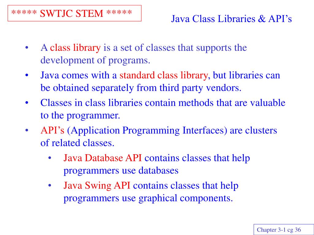 PPT Java Class Libraries & API’s PowerPoint Presentation, free