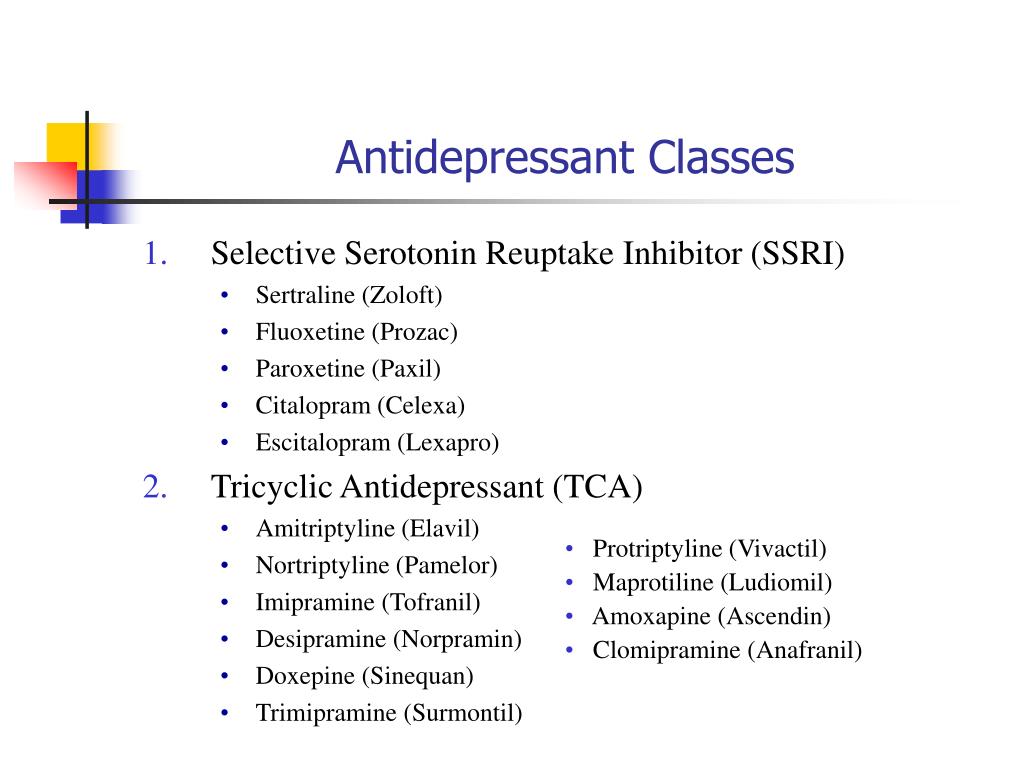 PPT Antidepressant Classes PowerPoint Presentation ID158124