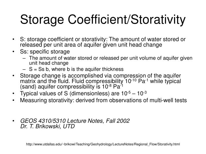 PPT Storage Coefficients/Specific Yield PowerPoint Presentation ID159079
