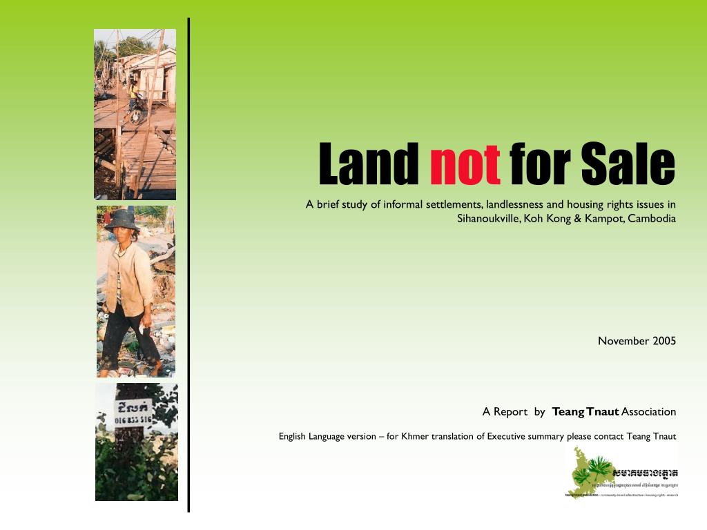 PPT Land not for Sale A brief study of informal settlements