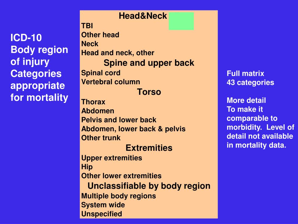 PPT Multiple Cause of Injury Deaths Presented Using the ICD10 Injury