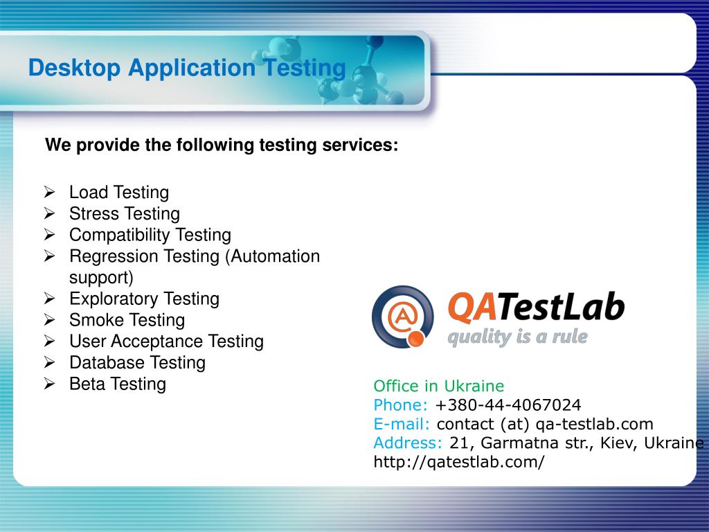 PPT desktop application testing PowerPoint Presentation, free