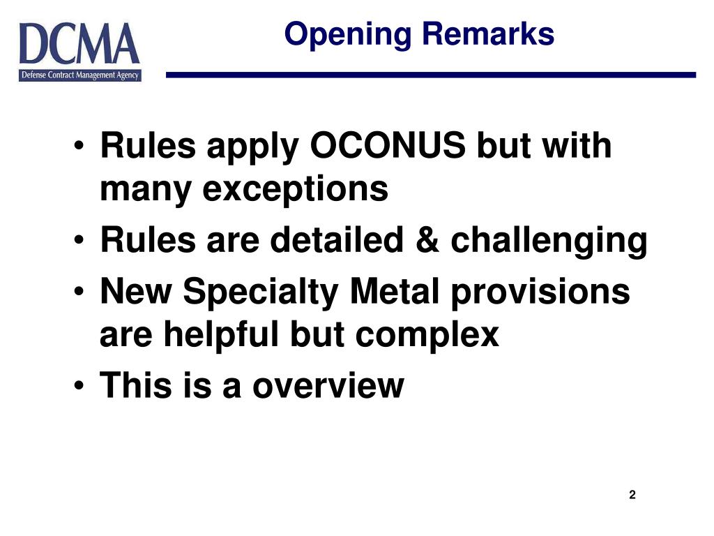 PPT THE BERRY AMENDMENT and the Newest Rules on Specialty Metals A