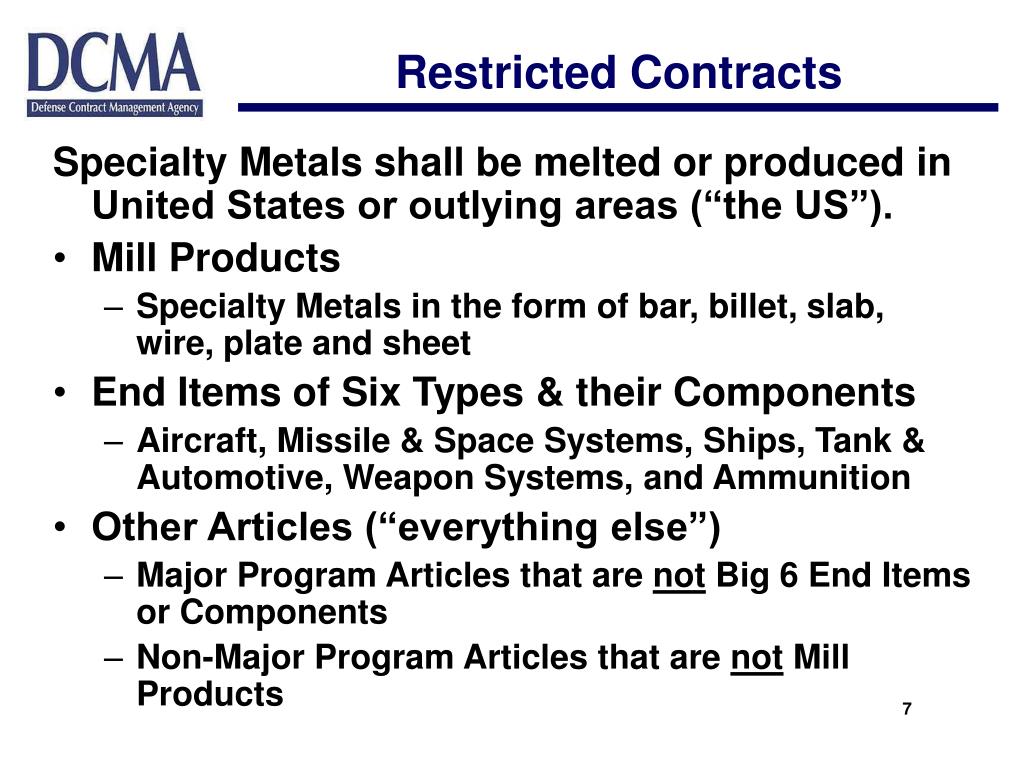 PPT THE BERRY AMENDMENT and the Newest Rules on Specialty Metals A