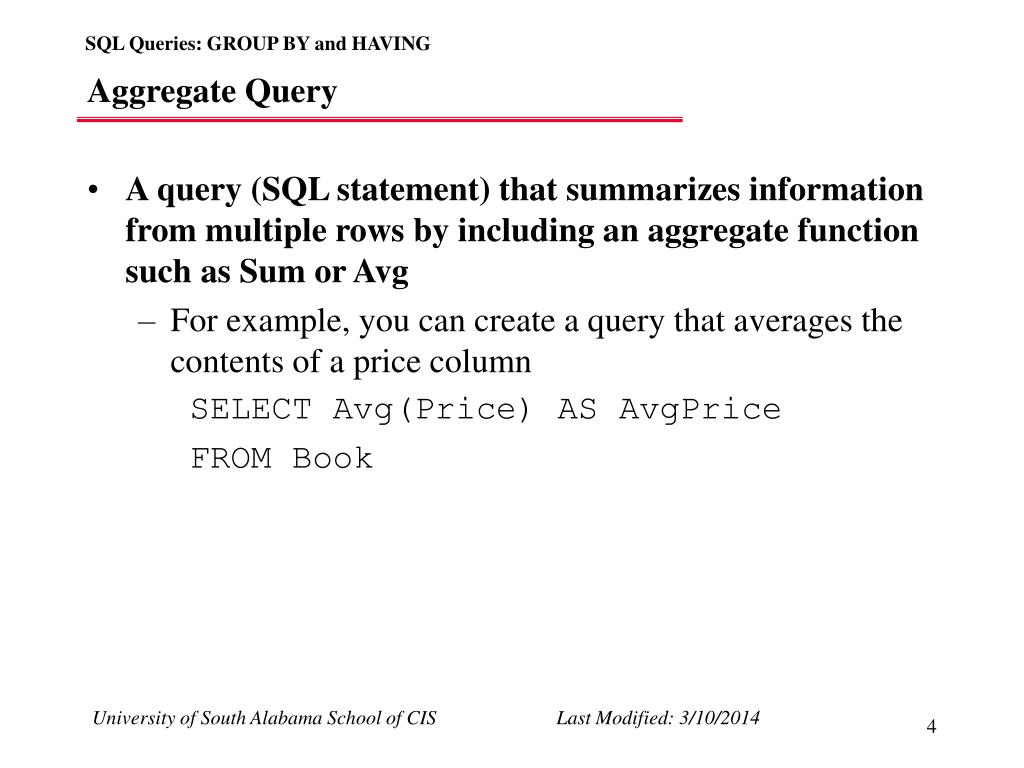 PPT SQL Queries GROUP BY and HAVING PowerPoint Presentation ID164777