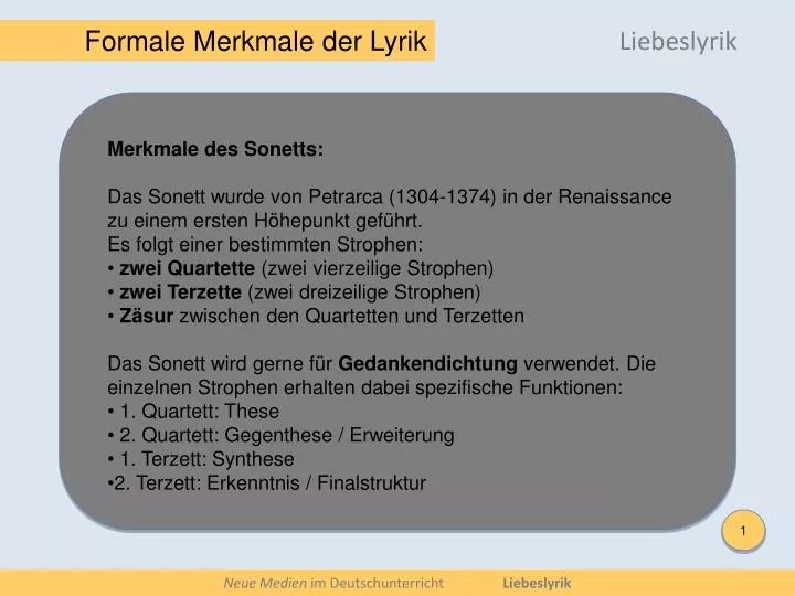 PPT Neue Medien im Deutschunterricht Liebeslyrik