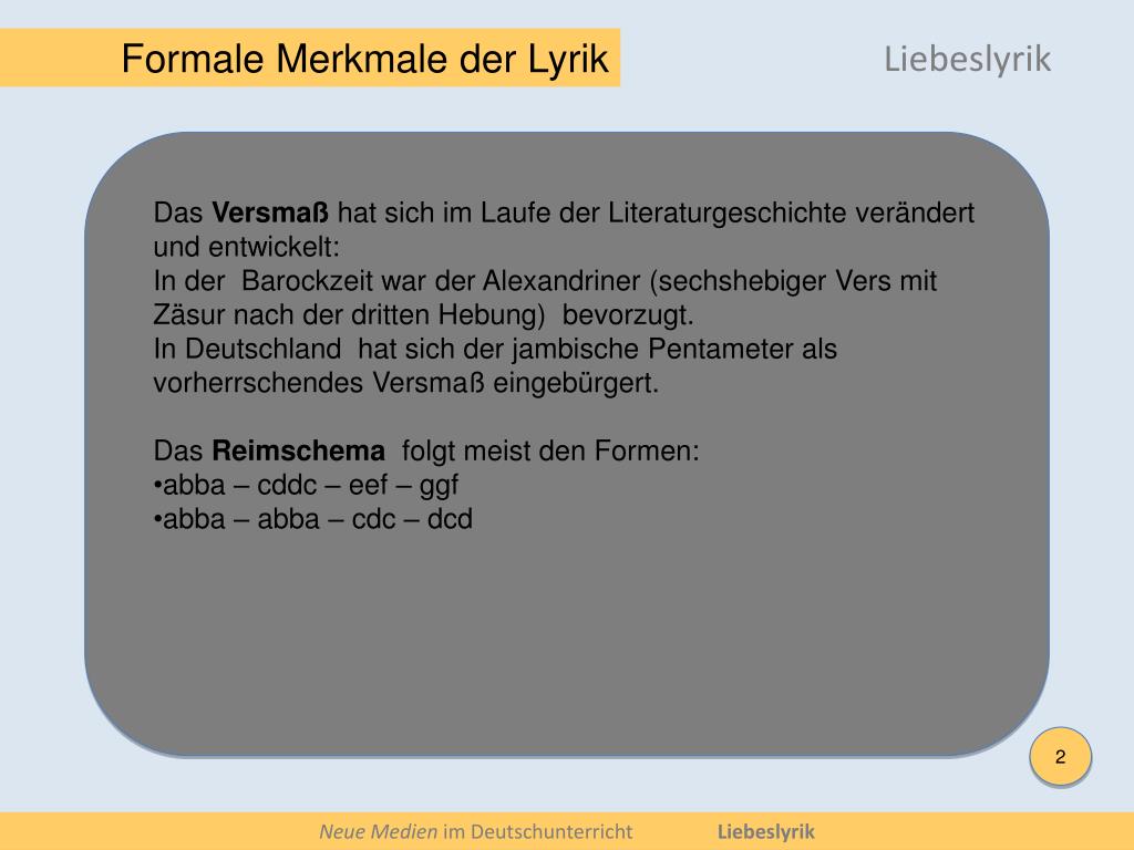 PPT Neue Medien im Deutschunterricht Liebeslyrik PowerPoint