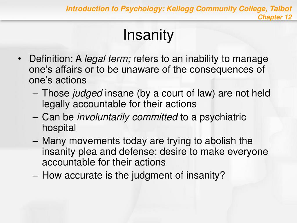 PPT Chapter 12 Psychological Disorders PowerPoint Presentation ID