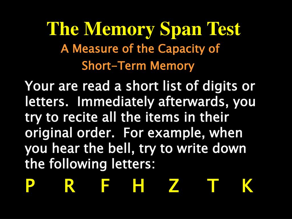 PPT The Memory Span Test PowerPoint Presentation, free download ID