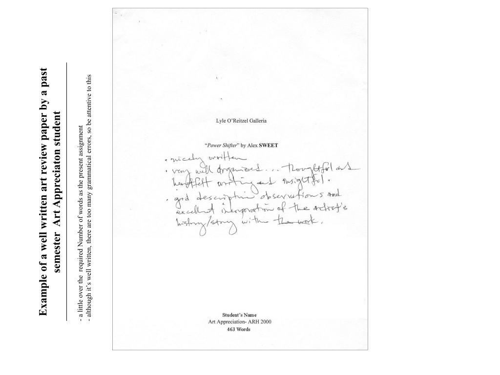 PPT Art Review Paper Requirements & Information & Example Reviews