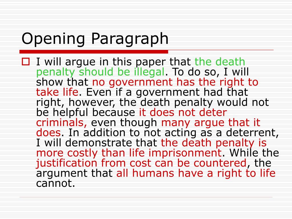PPT Opening and Concluding Paragraphs to an Argumentative Essay