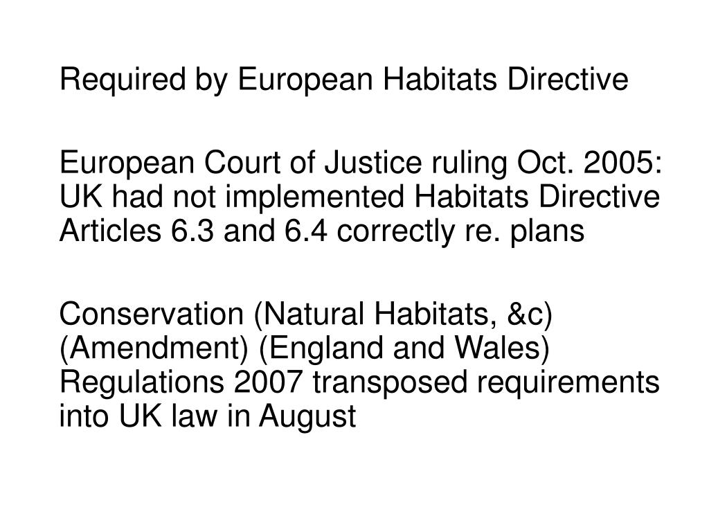 PPT Habitats regulations assessment of development plans PowerPoint