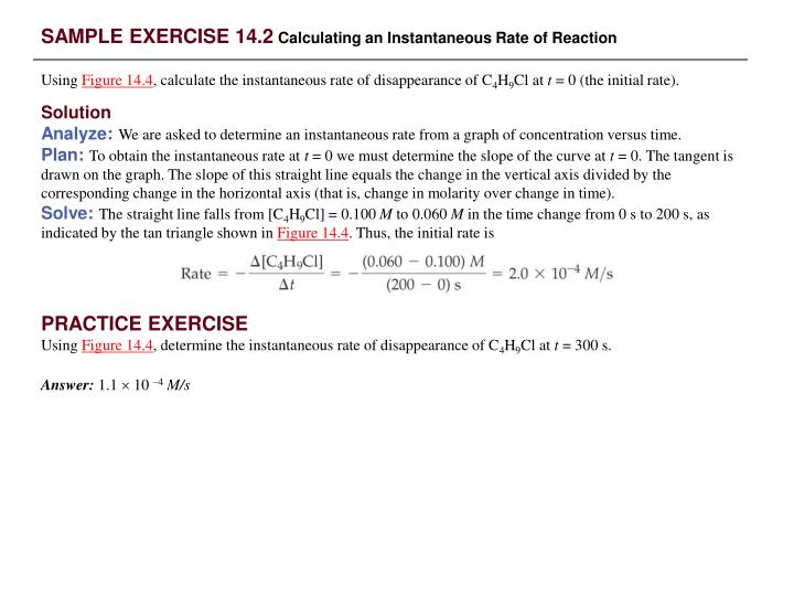 PPT SAMPLE EXERCISE 14.1 Calculating an Average Rate of Reaction