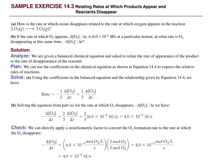 PPT SAMPLE EXERCISE 14.1 Calculating an Average Rate of Reaction