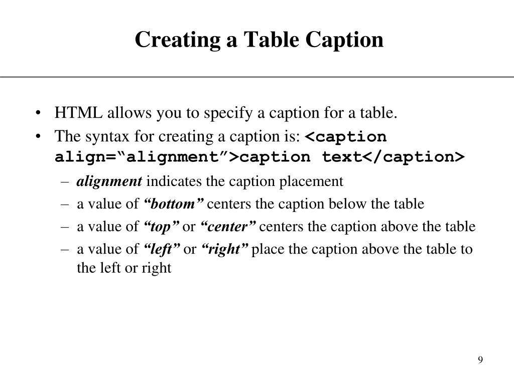 PPT Using HTML Tables PowerPoint Presentation, free download ID179796