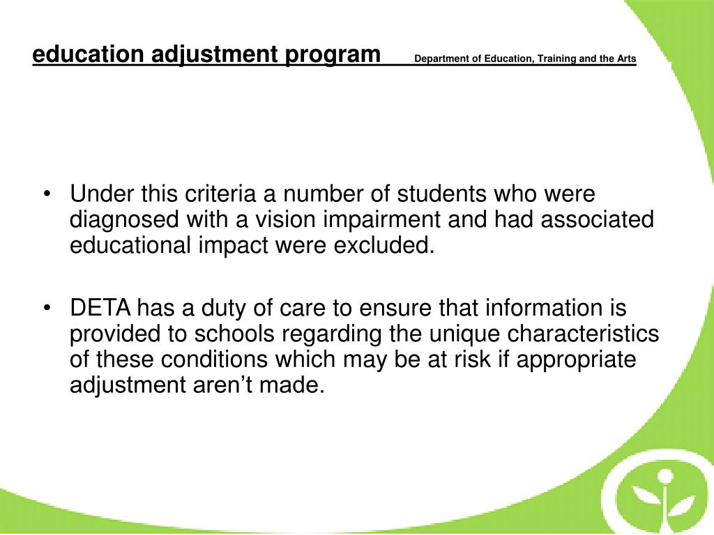 PPT Review of DETA criteria for Vision Impairment PowerPoint Presentation ID189904