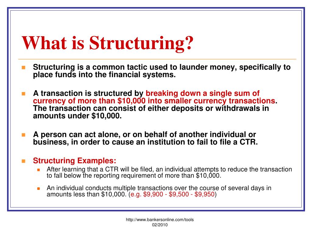 Structuring Definition Money Laundering
