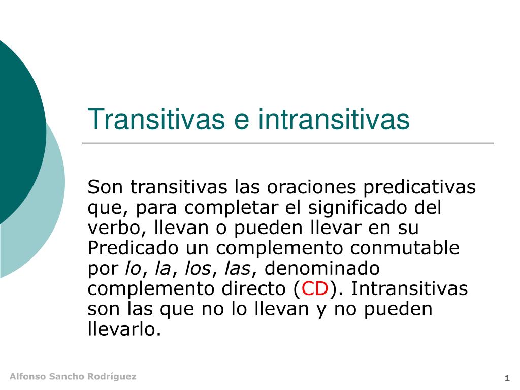PPT Transitivas e intransitivas PowerPoint Presentation ID192920