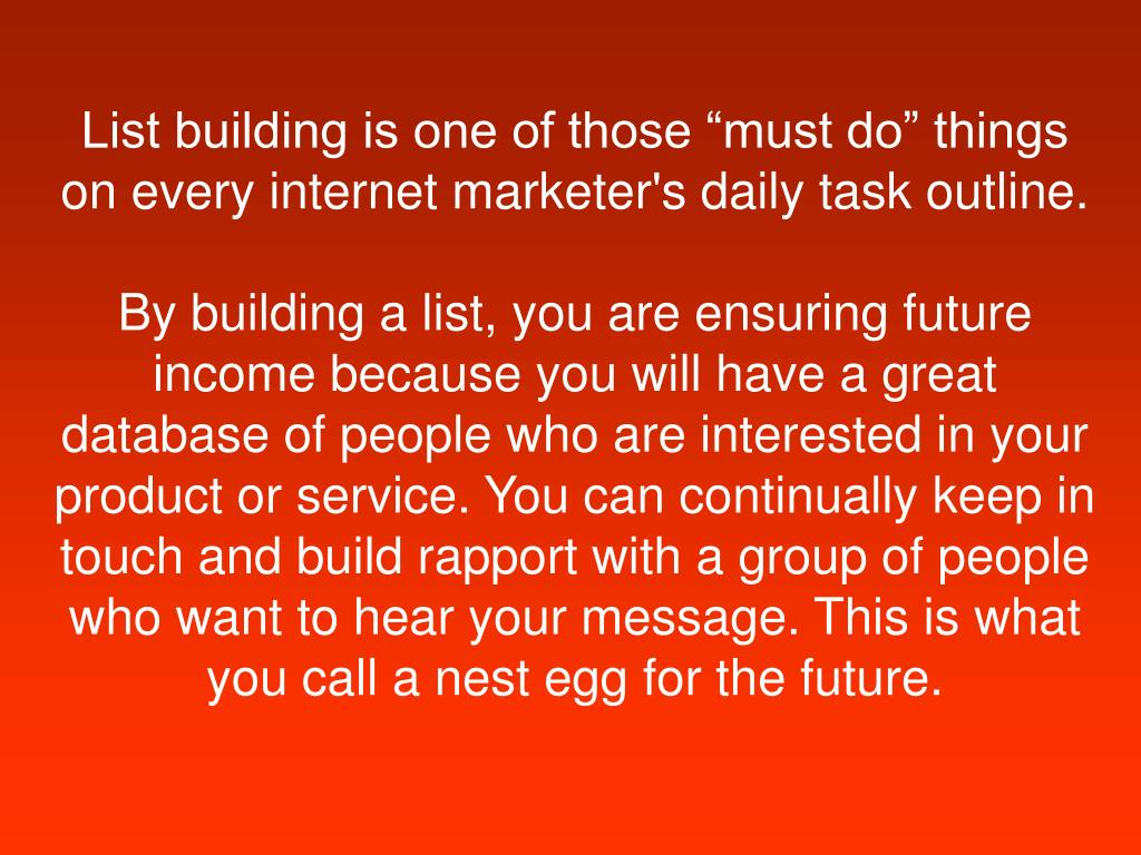 PPT Ideas for Building a List PowerPoint Presentation, free download