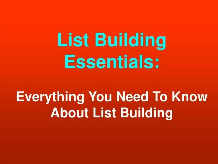 PPT The List Building Bulletin PowerPoint Presentation, free download