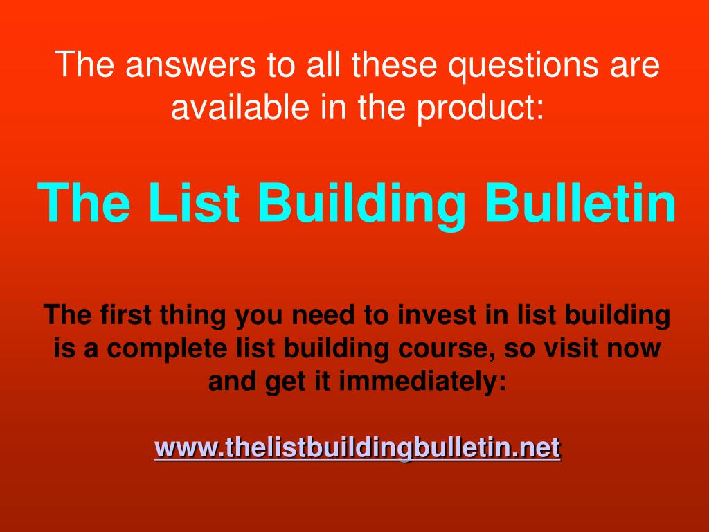 PPT The List Building Bulletin PowerPoint Presentation, free download