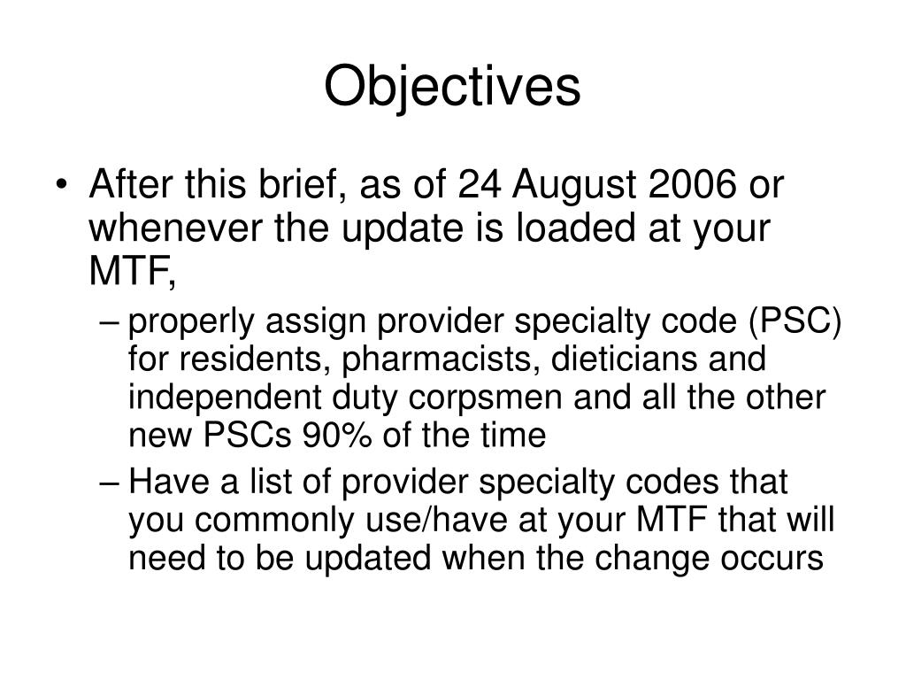 PPT Provider Specialty Code Table Aug 2006 Update PowerPoint