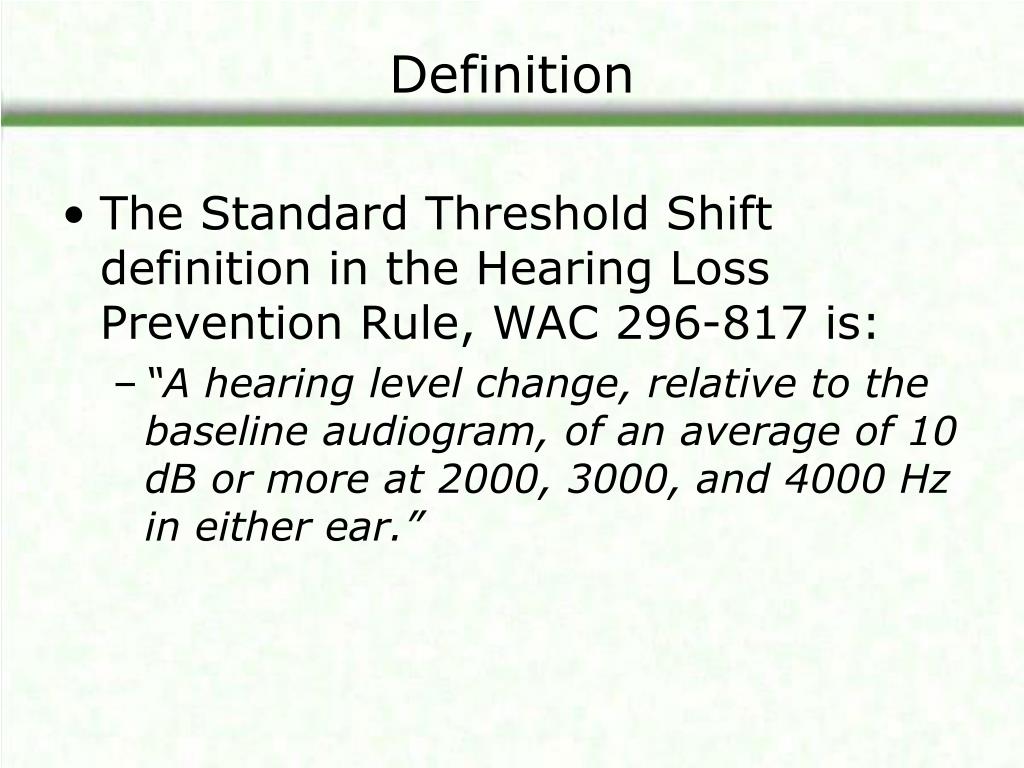 PPT Hearing Standard Threshold Shift PowerPoint Presentation, free