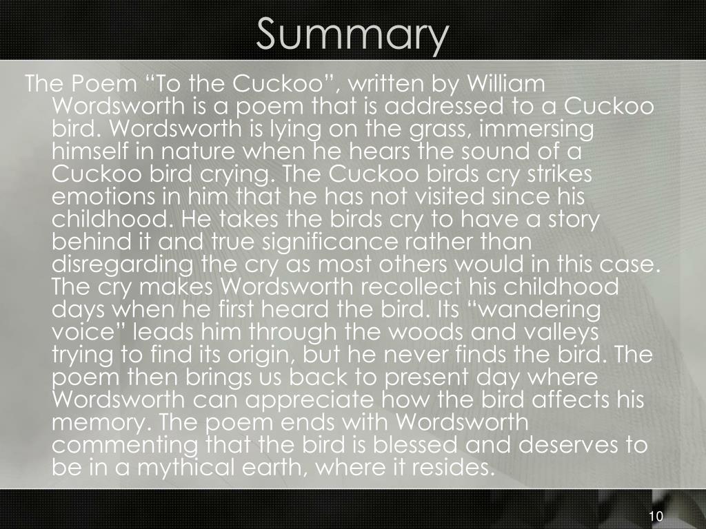 PPT TO THE CUCKOO PRESENTATION PowerPoint Presentation, free download