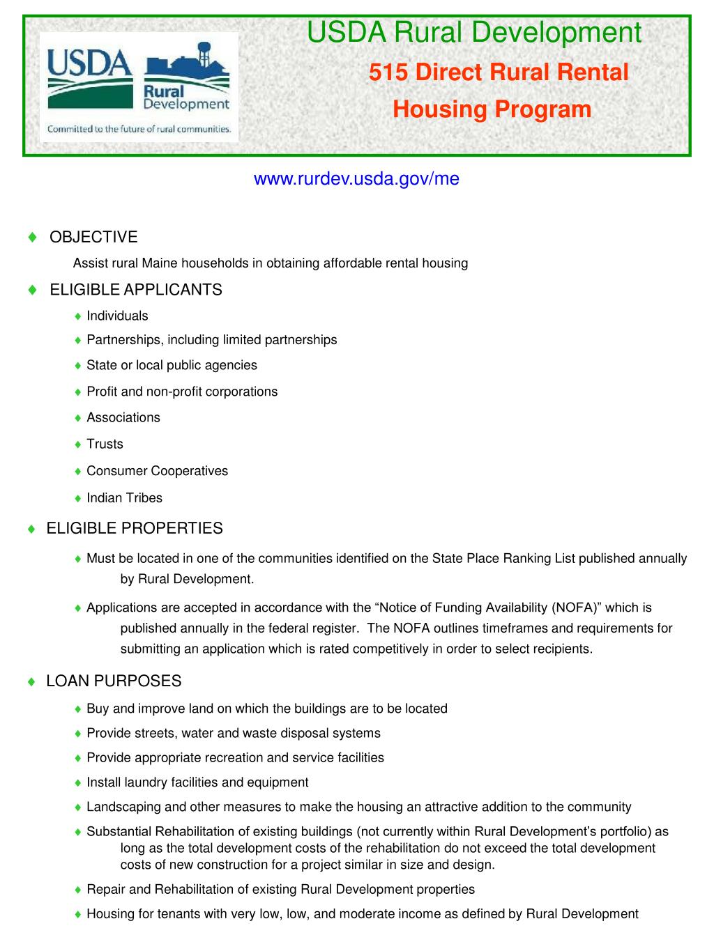 PPT USDA Rural Development 515 Direct Rural Rental PowerPoint